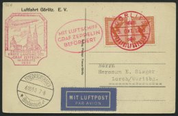 ZEPPELINPOST 92A BRIEF, 1930, Görlitz-Friedrichshafen, Prachtkarte - Luft- Und Zeppelinpost