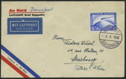 ZEPPELINPOST 76B BRIEF, 1930, Landungsfahrt Nach Darmstadt, Bordpost, Frankiert Mit 2 RM, Prachtbrief - Airmail & Zeppelin