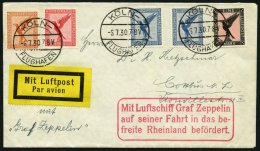 ZEPPELINPOST 72i BRIEF, 1930, Fahrt In Das Befreite Rheinland, Abwurf Koblenz, Tagesstempel Köln, Prachtbrief - Zeppeline