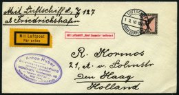 ZEPPELINPOST 41B BRIEF, 1929, Hollandfahrt, Abwurf Amsterdam, Bordpost, Prachtbrief - Zeppeline