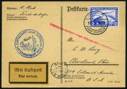 ZEPPELINPOST 26B BRIEF, 1929, Amerikafahrt, Bordpost, Frankiert Mit 2 RM, Karte Feinst - Zeppelins