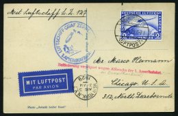 ZEPPELINPOST 26A BRIEF, 1929, Amerikafahrt, Auflieferung Fr`hafen, Frankiert Mit 2 RM, Prachtkarte - Zeppeline