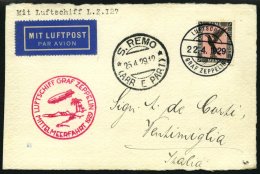 ZEPPELINPOST 24d BRIEF, 1929, Mittelmeerfahrt, Abwurf San Remo, Prachtkarte - Zeppeline