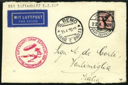 ZEPPELINPOST 24d BRIEF, 1929, Mittelmeerfahrt, Abwurf San Remo, Prachtkarte - Zeppelines