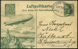ZEPPELINPOST 16Ad BRIEF, 1912, Frankfurt-Wiesbaden, Poststempel Wiesbaden, Prachtkarte - Zeppeline