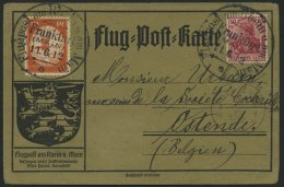 ZEPPELINPOST 10 BRIEF, 1912, 10 Pf. Flp. Am Rhein Und Main Auf Flugpostkarte Mit 10 Pf. Zusatzfrankatur, Sonderstempel F - Luft- Und Zeppelinpost