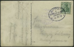 ZEPPELINPOST 6Ia BRIEF, 1912, Luftschiff Hansa, Bordpoststempel Und Bordpost Vom 13.13.12 Von Der Fahrt Von Hamburg Nach - Zeppelins