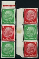 ZUSAMMENDRUCKE S 107,109 *, 1933, Hindenburg 5 + 12 + 5, 12 + 5 + 12, Wz. 2, Falzrest, Marken Teils Postfrisch, 2 Pracht - Zusammendrucke