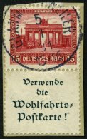 ZUSAMMENDRUCKE S 86 BrfStk, 1930, Nothilfe 15 + A1.3 Auf Knappem Briefstück, Pracht, Mi. 400.- - Se-Tenant