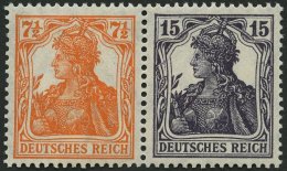ZUSAMMENDRUCKE W 11ba *, 1917, Germania 71/2 + 15, Falzreste, Pracht, Mi. 230.- - Zusammendrucke