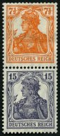 ZUSAMMENDRUCKE S 8ba *, 1917, Germania 71/2 + 15, Falzreste, Heftchenzähnung, Pracht, Mi 100.- - Se-Tenant