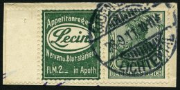 ZUSAMMENDRUCKE W 2.4 BrfStk, 1911, Lecin + 5 Pf. Mit Heftchenrand!, Prachtbriefstück, Mi. (600.-) - Zusammendrucke