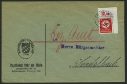 DIENSTMARKEN D 138aP BRIEF, 1934, 12 Pf. Schwarzrosa, Mit Wz., Plattendruck, Aus Der Rechten Oberen Bogenecke, Nicht Dur - Oficial