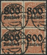 DIENSTMARKEN D 95Y VB O, 1923, 800 Tsd. M. Auf 30 Pf. Dunkelrotorange Auf Mattgelblichorange, Wz. 1, Im Viererblock, Pra - Dienstmarken