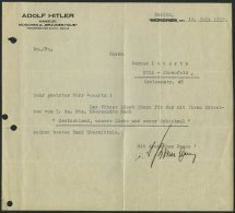 Dt. Reich 1933, Schreiben Mit Eingedrucktem Absender Adolf Hitler, Kanzlei: München Braunes Haus, Unterzeichnet Mar - Sonstige & Ohne Zuordnung