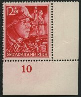 Dt. Reich 910 **, 1945, 12 Pf. SS, Untere Rechte Bogenecke, Rand Nur Rechts Gezähnt, Herstellungsbedingte Papierkni - Sonstige & Ohne Zuordnung