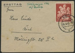 Dt. Reich 859 BRIEF, 1943, 12 Pf. W.H.W Auf FDC, Feinst (Marke Leimfleckig) - Gebraucht
