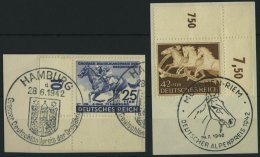 Dt. Reich 814/5 BrfStk, 1942, 25 Pf. Deutsches Derby Und 42 Pf. Braunes Band, 2 Bogenecken Mit Sonderstempel, Auf Pracht - Sonstige & Ohne Zuordnung