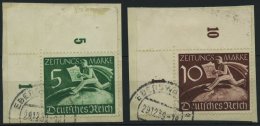 Dt. Reich Z 738/9 BrfStk, 1939, Auslandszeitungsmarken, Linke Obere Bogenecke, Je Auf Briefstück, Feinst/Pracht - Otros & Sin Clasificación