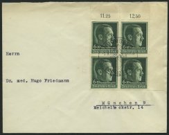 Dt. Reich 672x VB BRIEF, 1938, 6 Pf. Reichsparteitag, Oberer Rechter Eckrandviererblock Auf Umschlag, Pracht - Sonstige & Ohne Zuordnung