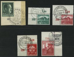 Dt. Reich 672-74,890/1 O,BrfStk , 1938/44, 5 Bogenecken, Pracht - Sonstige & Ohne Zuordnung