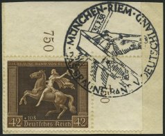 Dt. Reich 671y BrfStk, 1938, 42 Pf. Braunes Band, Waagerechte Gummiriffelung, Obere Rechte Bogenecke, Sonderstempel, Pra - Sonstige & Ohne Zuordnung