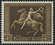 Dt. Reich 671y **, 1938, 42 Pf. Braunes Band, Waagerechte Gummiriffelung, Pracht, Mi. 150.- - Usados