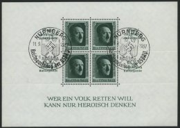 Dt. Reich Bl. 11 O, 1937, Block Reichsparteitag, Sonderstempel, Pracht, Mi. 60.- - Oblitérés