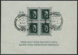 Dt. Reich Bl. 9 O, 1937, Block Kulturspende, Ersttags-Sonderstempel, Pracht, Mi. (90.-) - Oblitérés