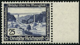 Dt. Reich 641x *, 1936, 25 Pf. Autobahnbrücke, Senkrechte Gummiriffelung, Falzrest, Pracht - Usados