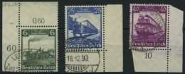 Dt. Reich 580,582/3 O, 1935, 6, 25 Und 40 Pf. 100 Jahre Eisenbahn, 3 Bogenecken, Feinst/Pracht - Autres & Non Classés