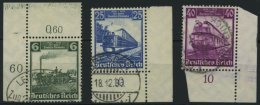 Dt. Reich 580,582/3 O, 1935, 6, 25 Und 40 Pf. 100 Jahre Eisenbahn, 3 Bogenecken, Feinst/Pracht - Otros & Sin Clasificación