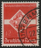 Dt. Reich 572y O, 1935, 12 Pf. Reichsberufswettkampf, Waagerechte Gummiriffelung, Normale Zähnung, Pracht, Mi. 75.- - Autres & Non Classés