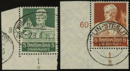 Dt. Reich 558,560 O, 1934, 4 Und 8 Pf. Stände, Je Aus Der Linken Unteren Bogenecke Mit Form-Nr. 2, Pracht - Other & Unclassified
