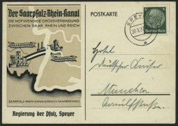 Dt. Reich 516 BRIEF, 1934, 6 Pf. Hindenburg Auf Reklamekarte Der Saarpfalz-Rhein-Kanal, Pracht - Otros & Sin Clasificación