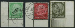 Dt. Reich 515,19,23 O,BrfStk , 1933, 5, 12 Und 30 Pf. Hindenburg, 3 Bogenecken, Pracht - Sonstige & Ohne Zuordnung