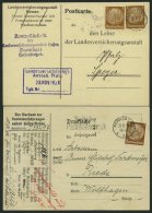 Dt. Reich 513,519 BRIEF, 1943, 3 Und 12 Pf. Hindenburg, 4 Belege Mit Lochungen: LH, LVA Und C.H.B., Pracht - Autres & Non Classés