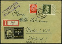 Dt. Reich 485,794 BRIEF, 1941, 8 Pf. Hindenburg Und 3 Pf. Hitler Auf Einschreiben/Mischsendung (Ware), Portogerechter Br - Usados