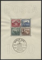 Dt. Reich Bl. 1 O, 1930, Block IPOSTA, Sonderstempel, Pracht, Mi. 2000.- - Gebraucht