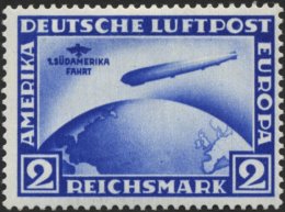 Dt. Reich 438X *, 1930, 2 RM Südamerikafahrt, Wz. Stehend, Falzrest, Pracht, Mi. 400.- - Usados