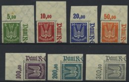 Dt. Reich 344-50 **, 1924, Holztaube, Je Aus Der Rechten Oberen Bogenecke, Falzrest Im Oberrand, Postfrischer Prachtsatz - Used Stamps