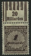 Dt. Reich 325AWboR **, 1923, 1 Mrd. M. Schwärzlichbraun, Walzendruck, Oberrandstück, Pracht, Gepr. Infla, Mi. - Otros & Sin Clasificación