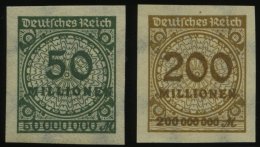 Dt. Reich 321U,323AU *, 1923, 50 Mio. M. Dunkelgrünoliv Und 200 Mio. M. Ockerbraun, Ungezähnt, 2 Prachtwerte, - Otros & Sin Clasificación