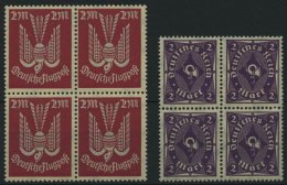 Dt. Reich 216b,224aa VB **, 1922, 2 M. Rot/grau Und Dunkelpurpurviolett, Je Im Viererblock, Pracht, Gepr. Infla, Mi. 92. - Sonstige & Ohne Zuordnung