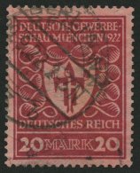 Dt. Reich 204b O, 1922, 20 M. Karminrot Gewerbeschau, Pracht, Gepr. Fleiner, Mi. 70.- - Autres & Non Classés