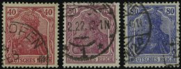 Dt. Reich 145/6,149I O, 1920, 40, 50 Und 80 Pf. Germania, Type I, 3 Werte üblich Gezähnt Pracht, Gepr. Tworek, - Oblitérés