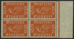 Dt. Reich 111b VB **, 1919, 10 Pf. Bräunlichorange Im Randviererblock, Pracht, Gepr. Infla, Mi. 64.- - Sonstige & Ohne Zuordnung