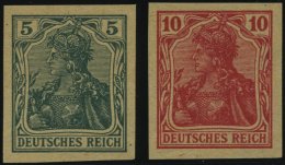 Dt. Reich 85/6IIV (*), 1915, 5 Und 10 Pf. Ungezähnt, Versuchsdrucke Auf Gelblichem Papier, Pracht, Mi. 300.- - Used Stamps