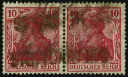 Dt. Reich 86IId Paar O, 1915, 10 Pf. Karmin Kriegsdruck Im Waagerechten Paar, Feinst, Gepr. Jäschke, Mi. 220.- - Used Stamps