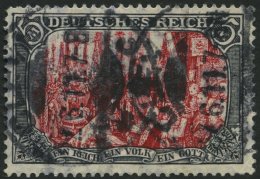 Dt. Reich 97AIM O, 1905, 5 M. Ministerdruck, Rahmen Dunkelgelbocker Quarzend, Fotoattest Jäschke-L.: Die Marke Ist - Used Stamps